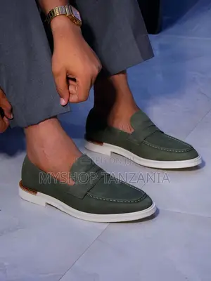 Santoni Leather Loafers Featuring a Thick White Rubber Sole