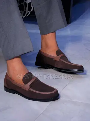 Hugo Boss Dark Brown Suede Penny Loafers