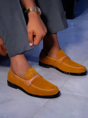 These Are Tan Suede Penny Loafers