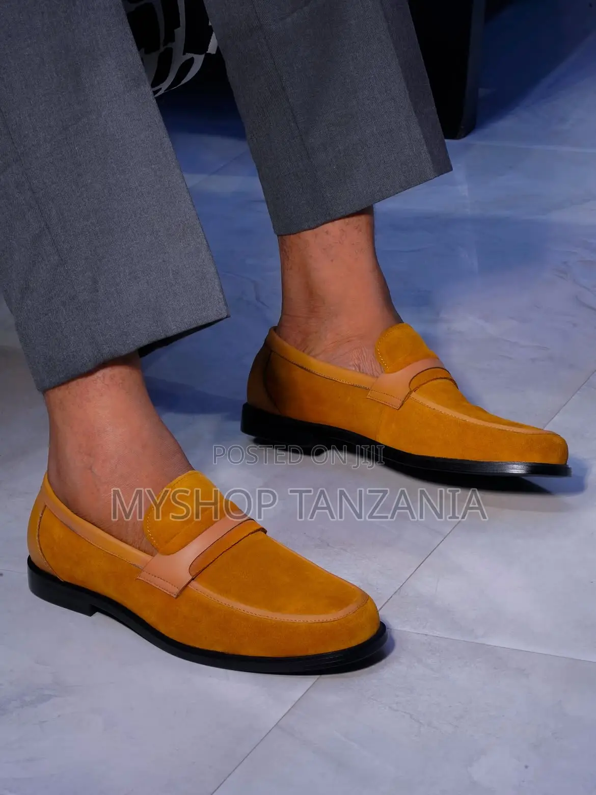 These Are Tan Suede Penny Loafers