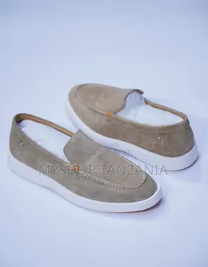 Grey Suede Slip-on Loafers