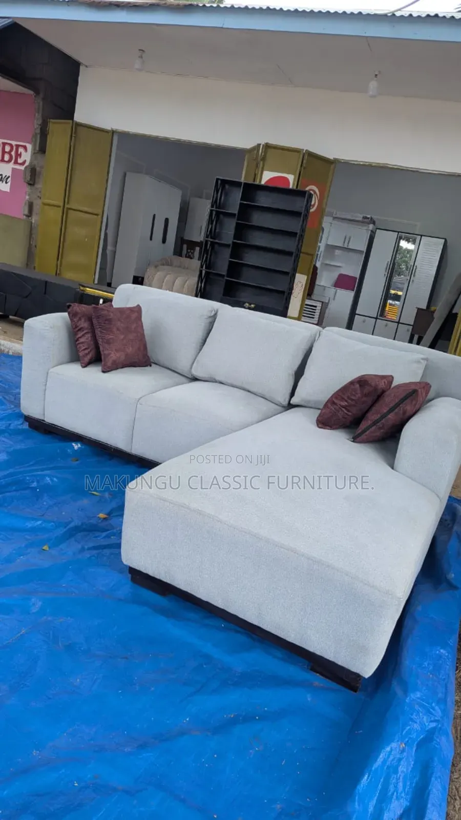 L Shaped Ya Kisasa Yenye Rangi Ya Kuvutia Ni 4seats Set