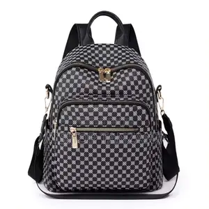 Versatile,fashionable Women's Retro PU Plaid School or Travel Backpack