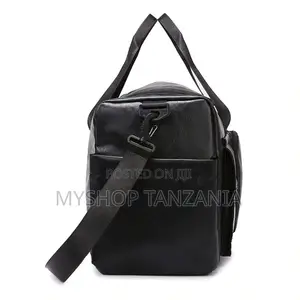 Black PU Leather Travel Duffel Bag