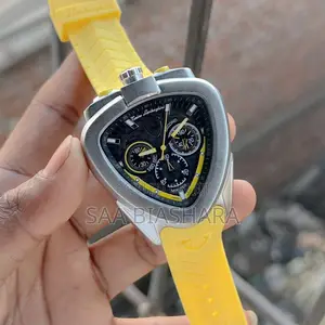 Tonino Lamborghini Watches Yellow Rubber Belt Silver Case