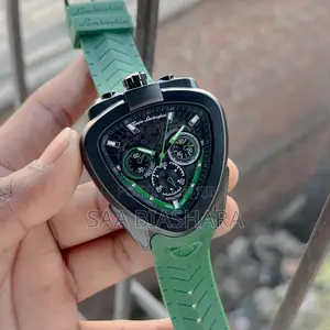 Tonino Lamborghini Watches Green Rubber Belt Black Case