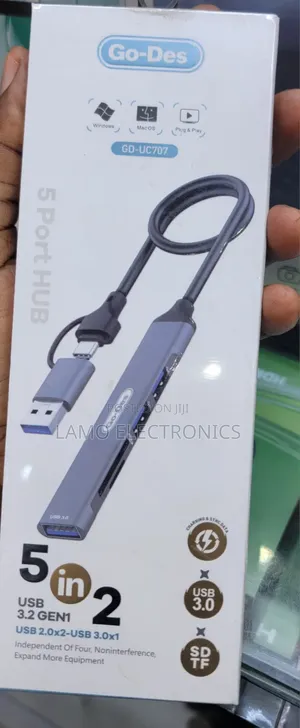Go-Des Gd-Uc707 5 in 2 USB Hub