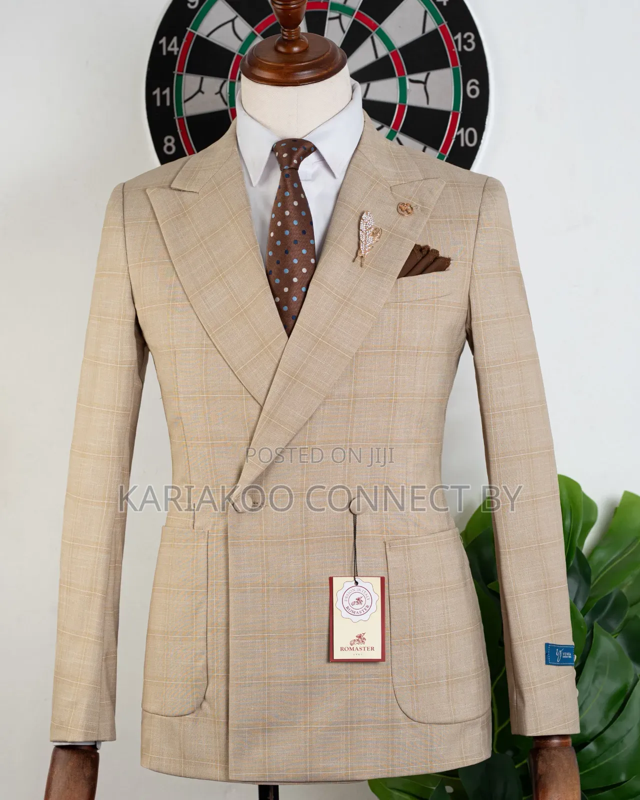 ​Men’s Luxury Double-Breasted Plaid Suit