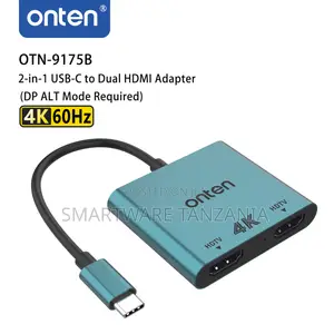 Onten USB-C to Dual HDMI Multi-Stream Transport Adapter, at 60Hz
