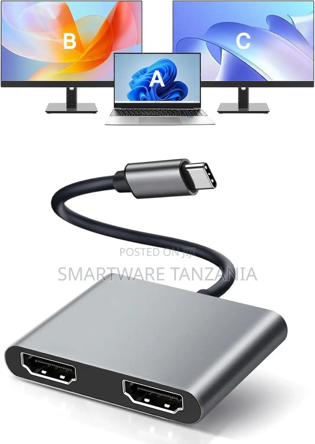 USB C to Dual HDMI Adapter at 60Hz Dual at 30Hz Type C Laptops