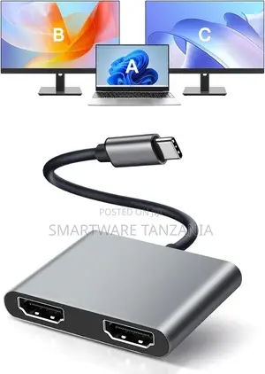 USB C to Dual HDMI Adapter at 60Hz Dual at 30Hz Type C Laptops