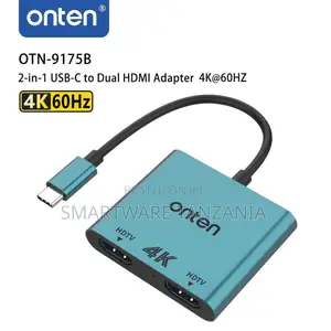 Onten USB-C to Dual HDMI Adapter, at 60Hz Output, 15cm Cable Length