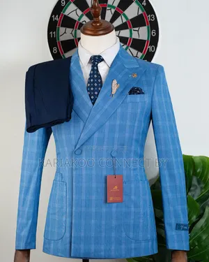Men’s Royal Sky Blue Double-Breasted Suit