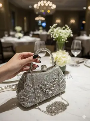 Silver Glitter Clutch Bag