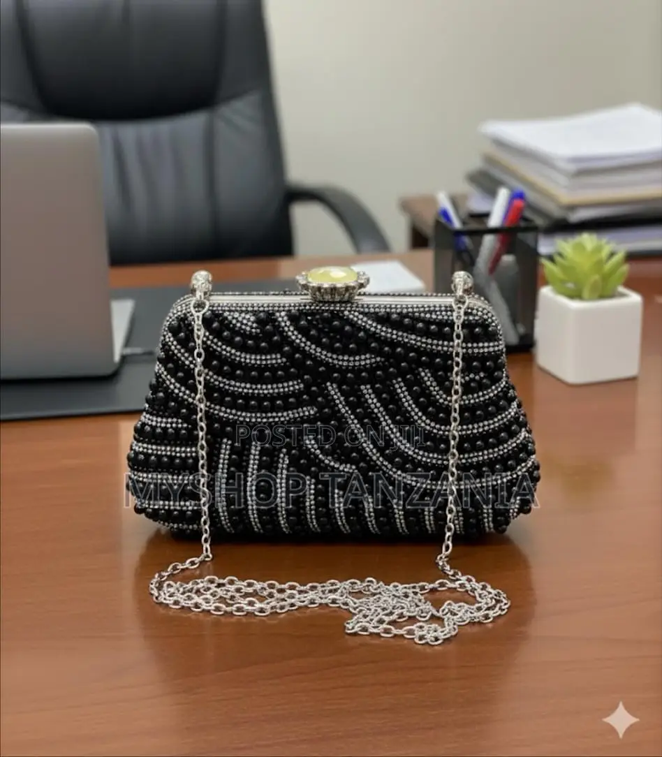 Black Beaded Clutch Purse