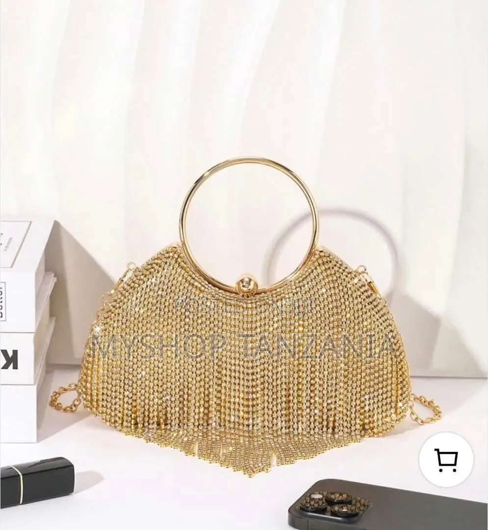Silver Rhinestone Tassel Handbag