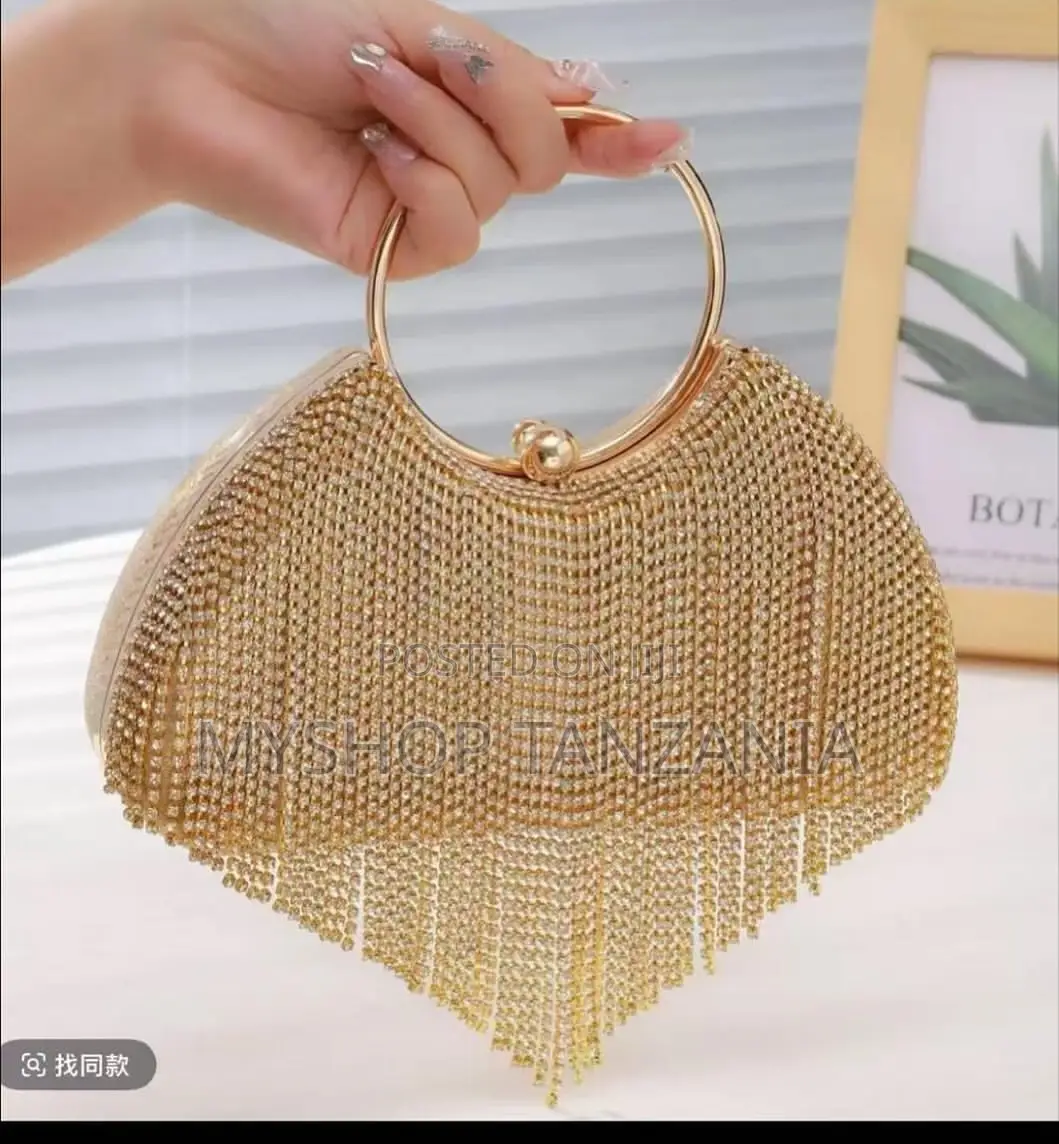 Silver Rhinestone Tassel Handbag