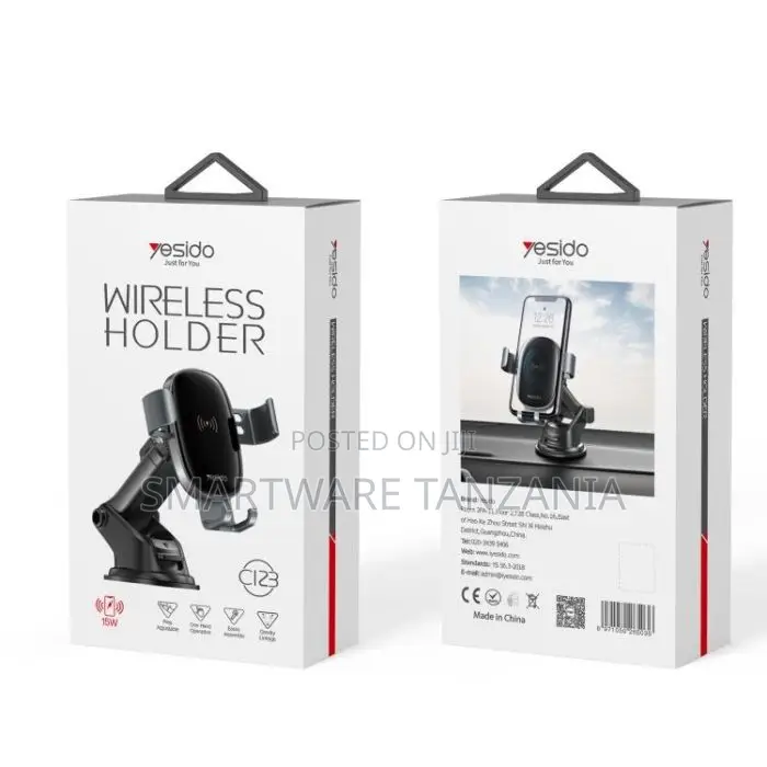 Yesido Wireless Car Phone Holder, 15W Fast Charging, Adjustable Mount