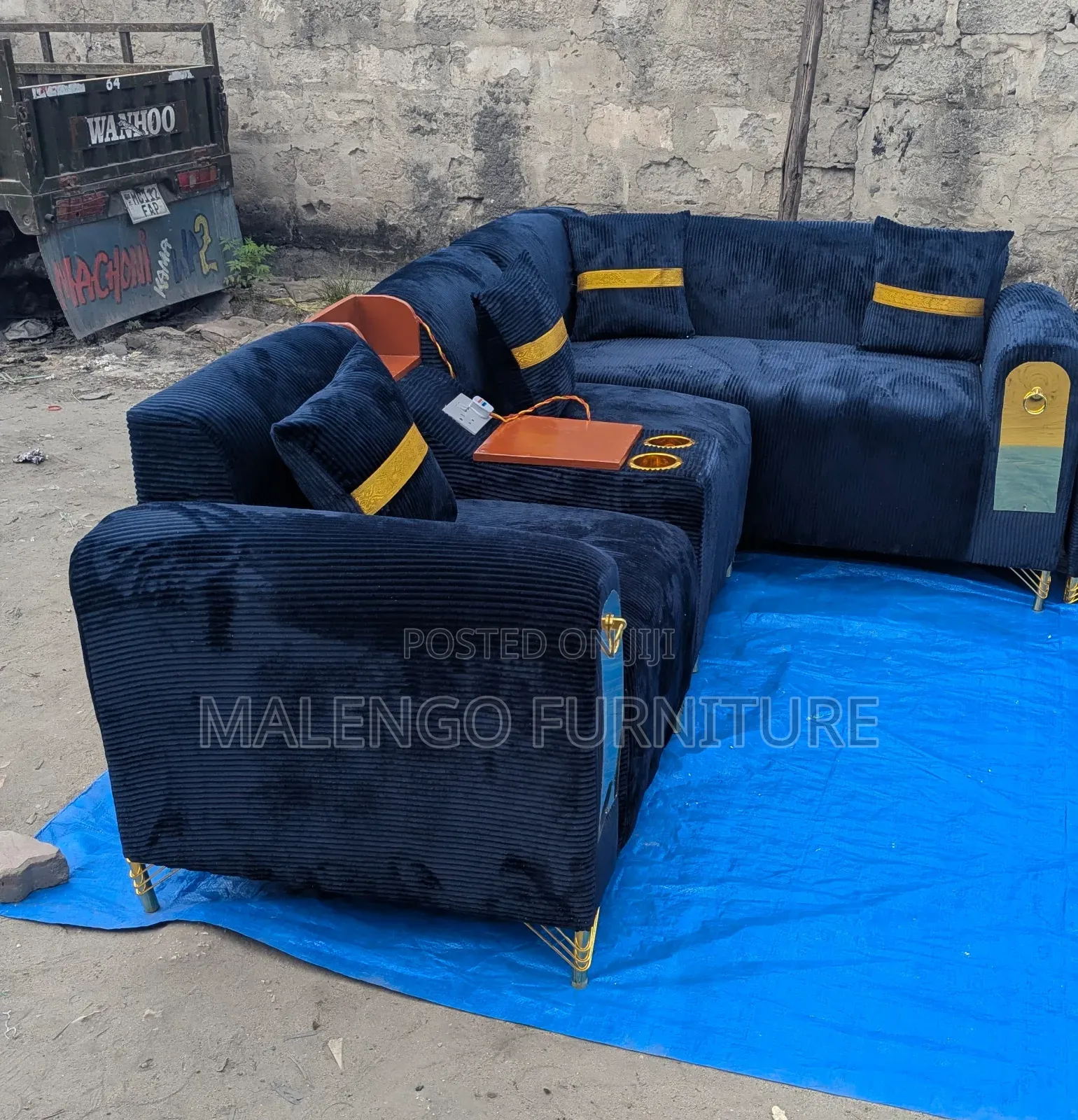 Sofa Set L Shape 4 Seaters With Charger