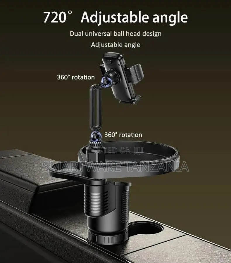 Yesido 4-in-1 Multifunctional Car Cup Holder With Phone Mount