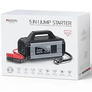 Yesido 5-in-1 Jump Starter, 10000mAh Capacity, Inflator, Flash Light