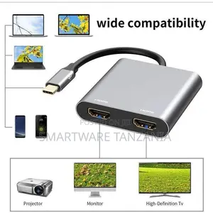 4 In1 Type C to Dual HD TV Splitter Adapter Hub USB 3. For Macbook