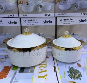 2pcs Gold Ceramic Serving Pots