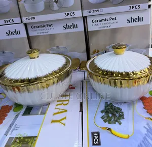 2pcs Gold Ceramic Serving Pots