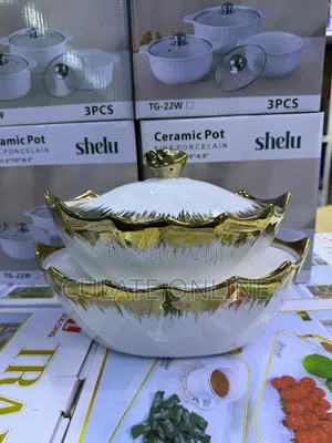 2pcs Gold Ceramic Serving Pots
