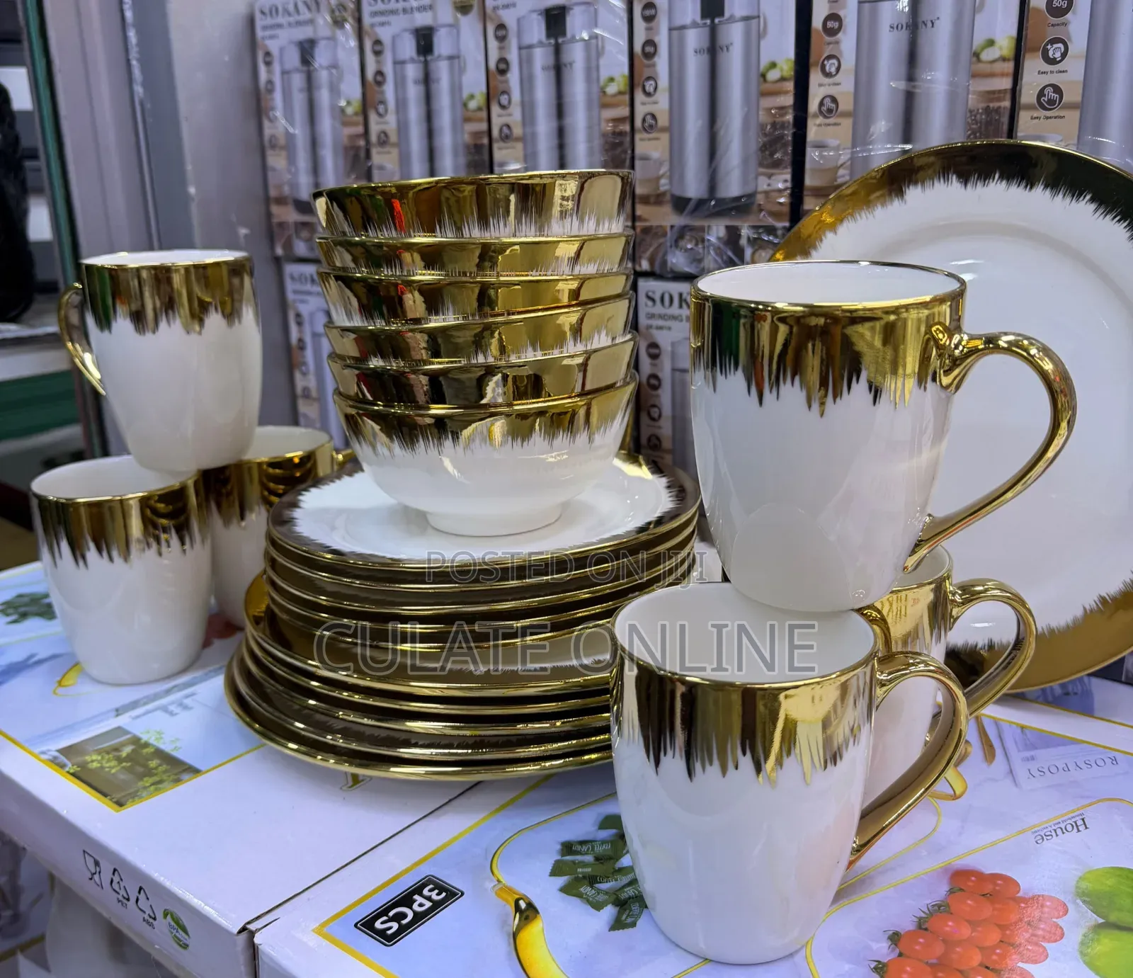 24pcs Gold Round Dinner Set