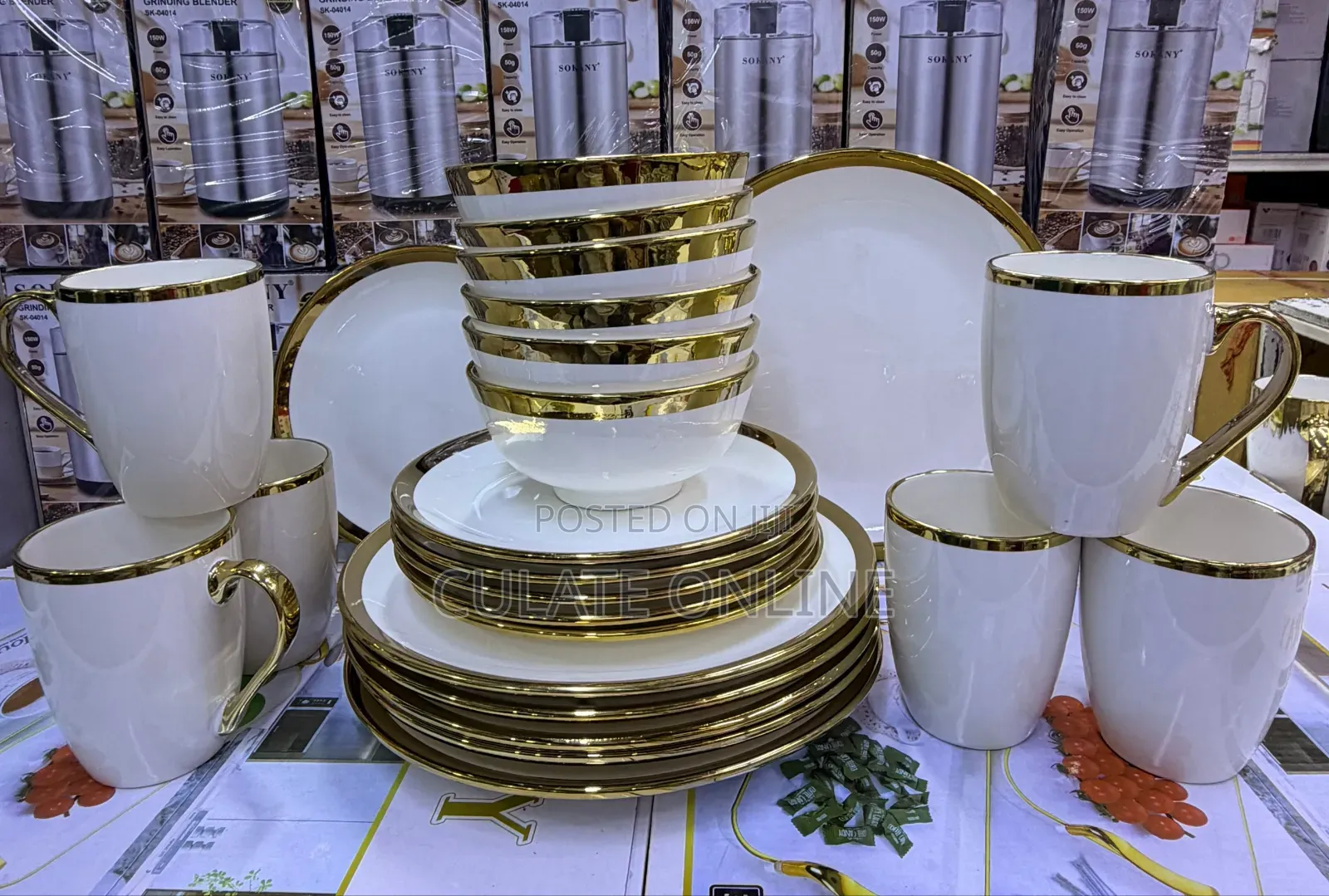 24pcs Gold Round Dinner Set