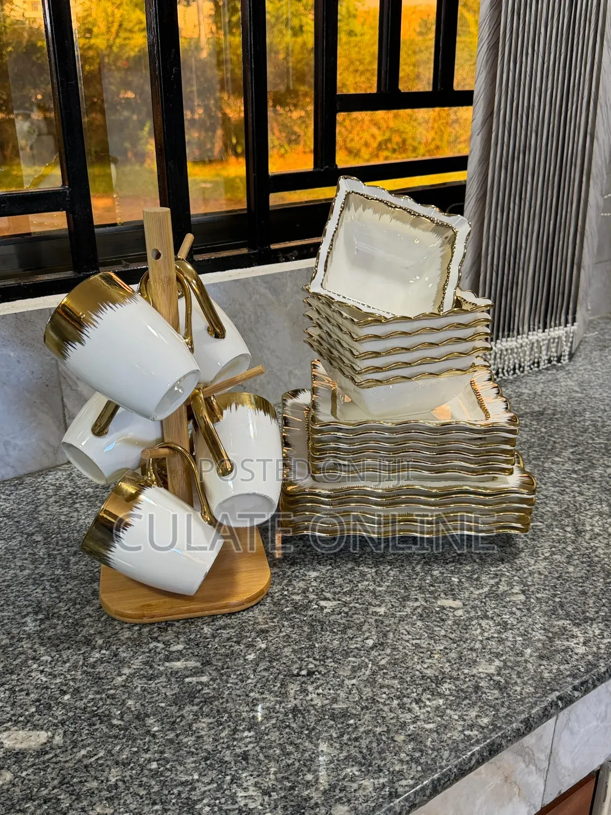 24pcs Gold Square Dinner Set