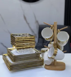24pcs Gold Square Dinner Set