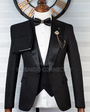 ​Exclusive Black Textured Tuxedo 3-Piece Slim Suit