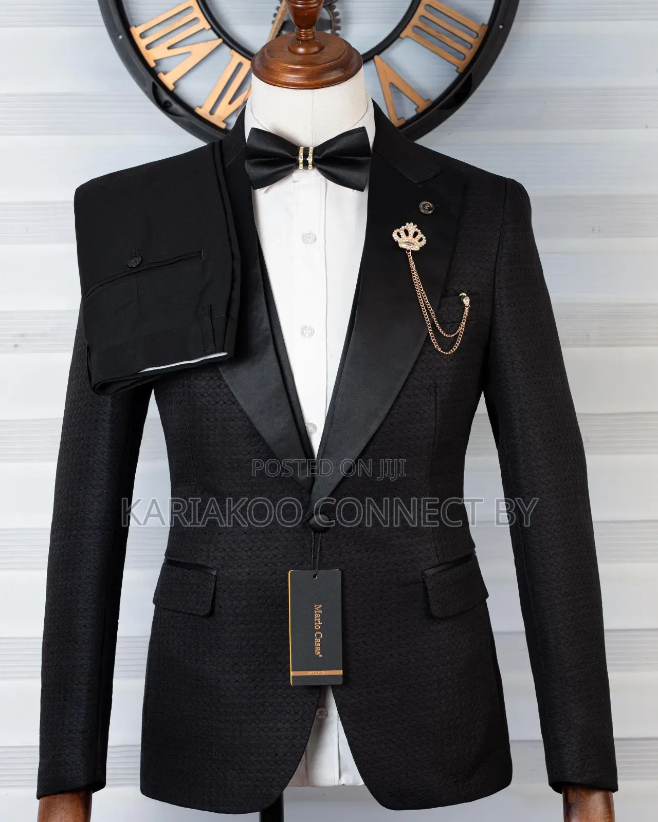 ​Exclusive Black Textured Tuxedo 3-Piece Slim Suit