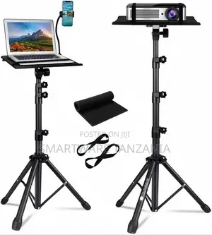 Adjustable Laptop and Projector Stand With Tripod Base, Black Aluminum