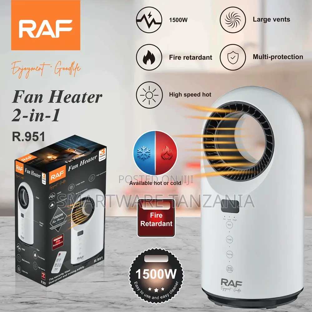 RAF R.951 Bladeless Fan Heater Vertical LED Control Fire Retardant