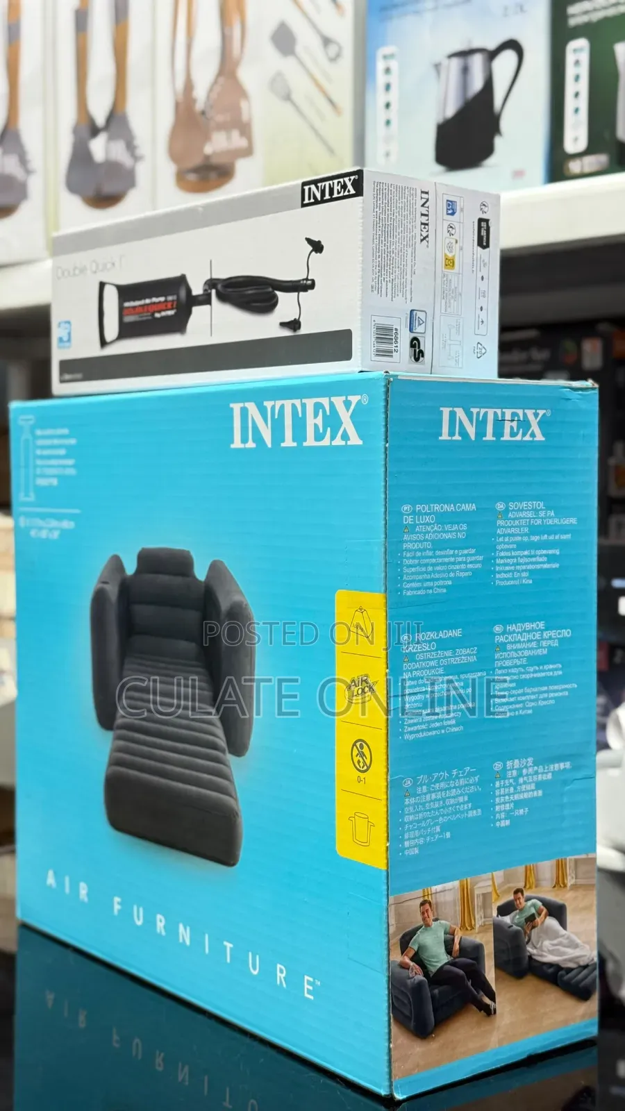 2 in 1 4×6 Intex Inflatable 1 Person Sofa / Air Sofa Ya Mtu Mmoja