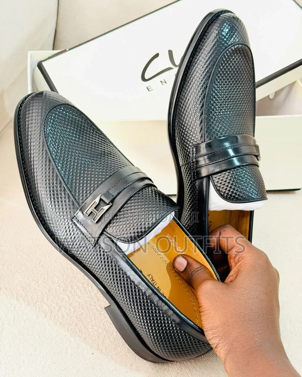1 Colour Gucci Brand Men's Leather Mocca or Shoes Looking Nice