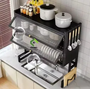 Kitchen Organizer 2Layer Sink Dish Drainer Drying Rack Dust Oil Proof