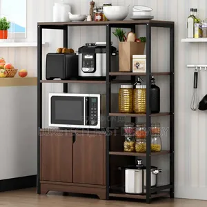 5-Tier Kitchen Baker's Rack With Storage Cabinet and Side Shelves
