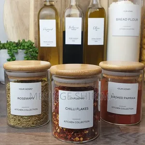 Spice Jars With Bamboo Air Tight Lids