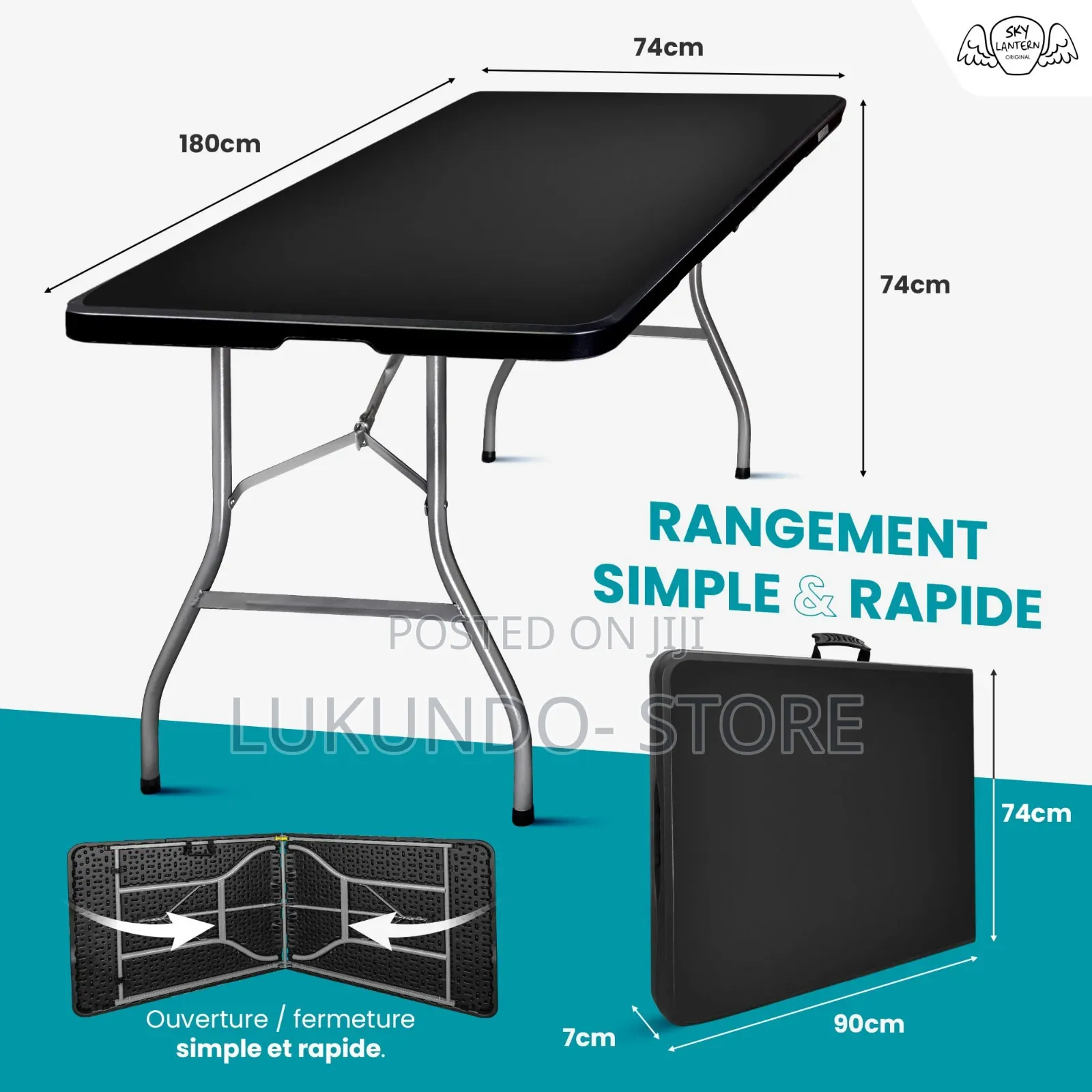 Black Folding Table 180cm