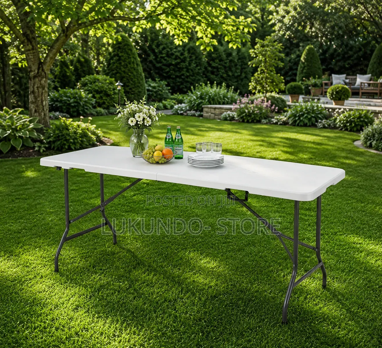 Outdoor White Folding Table 180cm