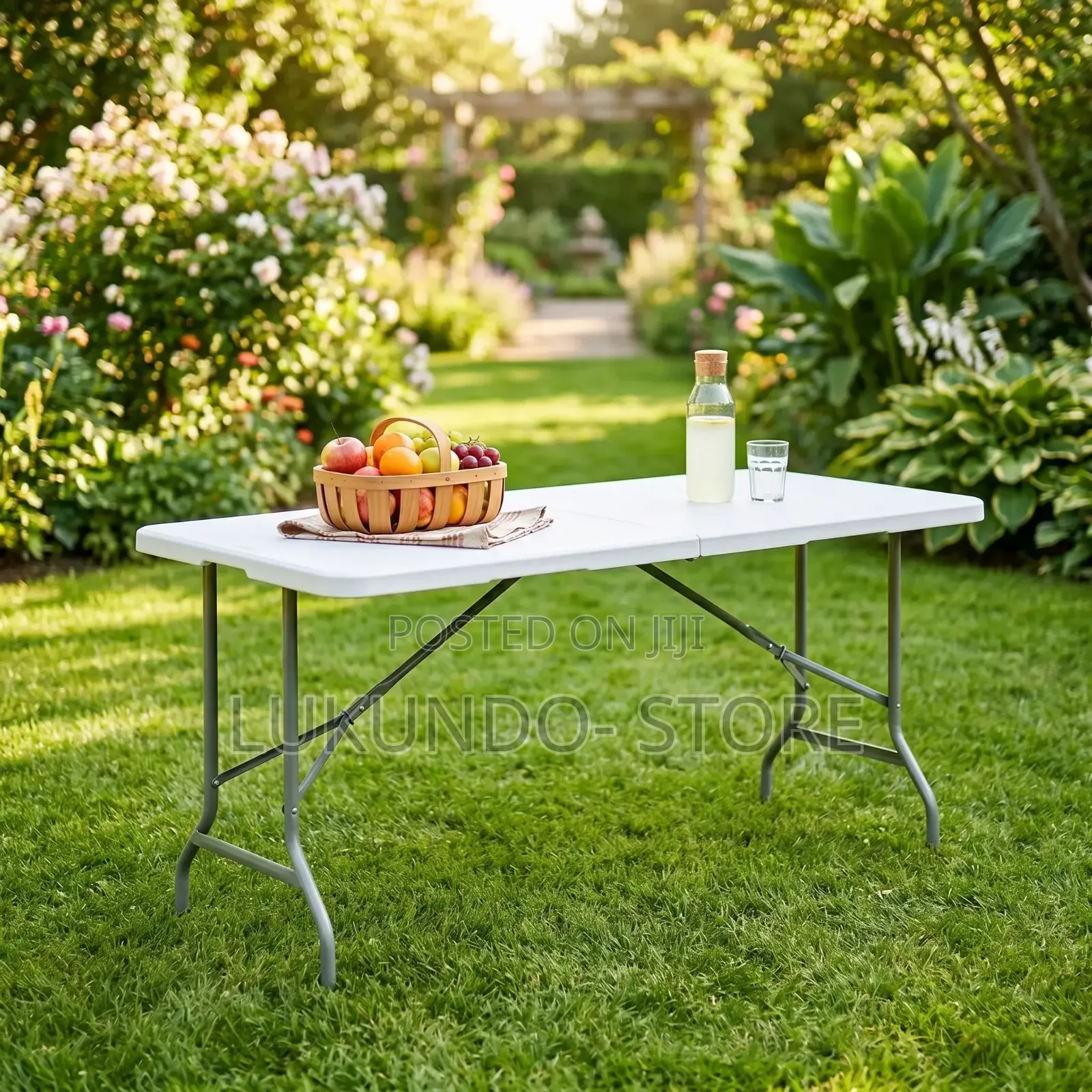 Outdoor White Folding Table 180cm