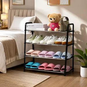 4-Tier Mini Metal Shoe Rack (Holds 12-15 Pairs) for Entryway, Bedroom