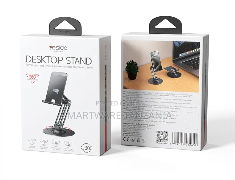 Yesido Desktop Stand, 360-Degree Rotation, Adjustable Height