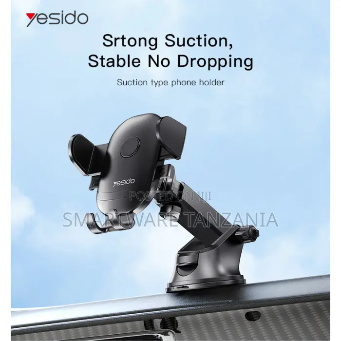 Yesido Adjustable Suction Cup Car Holder, 360-Degree Rotation, Black