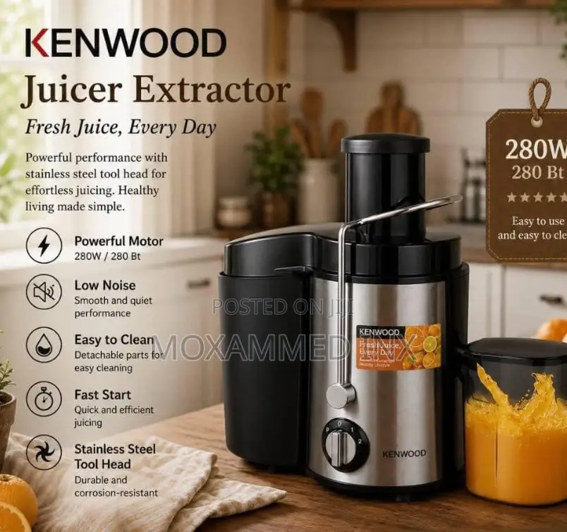 Kenwood Juice Extractor,featuring a 280W Power Motor, Stainless Stee