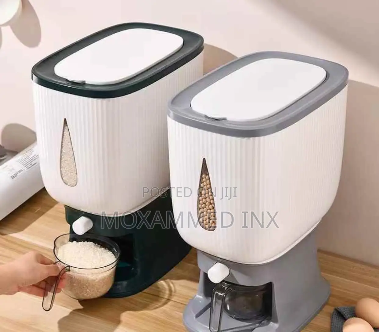 10Kg Automatic Rice Dispenserfeaturing a Push-Button Mechanism, Clear-